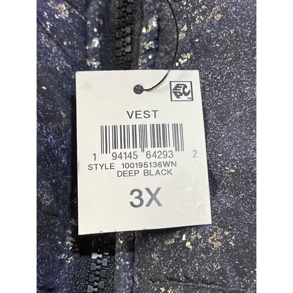 ID Ideology Womens Puffer Vest 3X Deep Black, purple with Speckle foil design - Picture 8 of 9